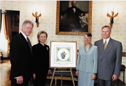 Susan Loy + Ron Ayers with President + Mrs. Clinton at Easter Egg Poster